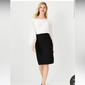 Ann Taylor Stretchy Black Knee-Length Business Skirt
